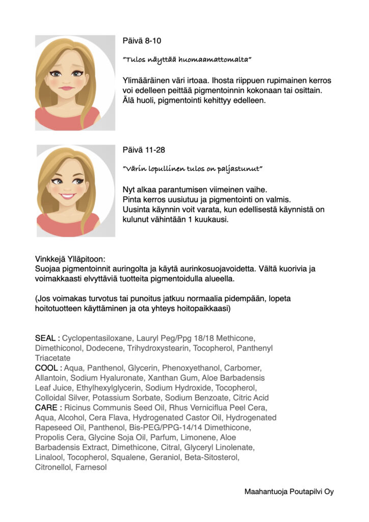 selkeät ohjeet pigmentoinnin hoitoon